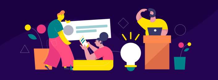 一起沟通协作的工作方式 矢量人物插画