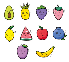 可爱的手绘水果插画素材系列