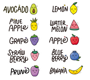 可爱的手绘水果插画素材系列