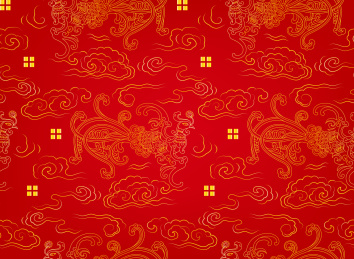  金色线条凤凰祥云传统无缝红色背景