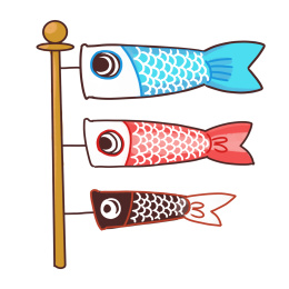 卡通手绘日本五月五鱼旗插画