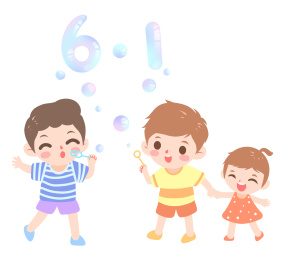 六一节吹泡泡的儿童人物插画