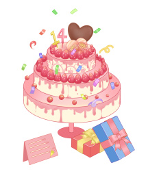 卡通手绘美食生日蛋糕插画