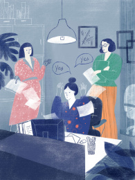 办公室内的弱势人群关系插画