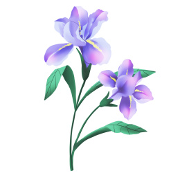 卡通手绘蓝色花卉鸢尾花插画