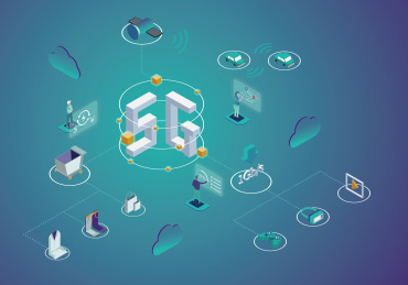 5G平台功能科技轴测图矢量插画