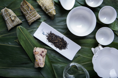 端午节粽子陶瓷茶则特级祁门红茶祁眉干茶