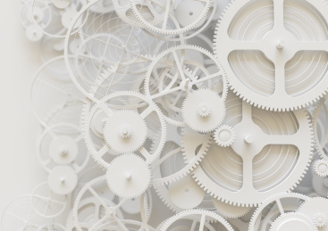 白色模型齿轮3D企业文化插画背景