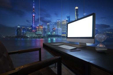 工作室与大都市背景图