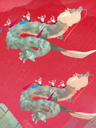 几个壮汉骑着龙穿梭在粽子之间