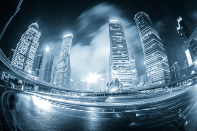 上海浦东新区商业区高层建筑