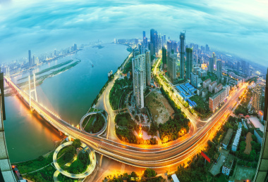江西南昌八一大桥红谷滩中心区夜景
