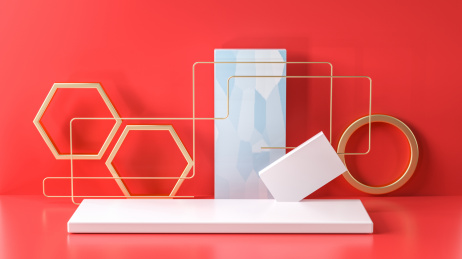 红色背景促销产品陈列展台