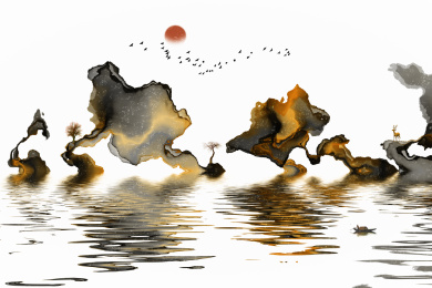 抽象意境水墨山水画装饰画