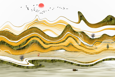 抽象意境水墨山水画装饰画