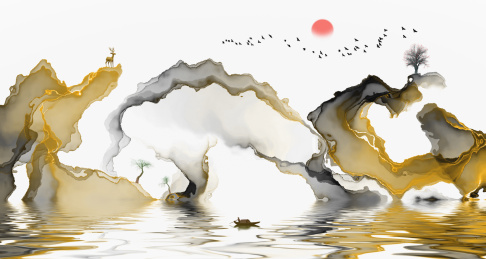 抽象意境水墨山水画装饰画