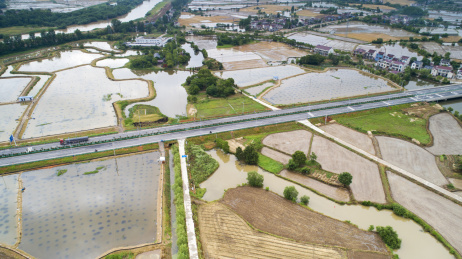 航拍中国安徽省宣城市夏日农田和乡村田园风景
