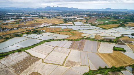 航拍中国安徽省宣城市夏日农田和乡村田园风景