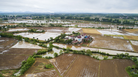 航拍中国安徽省宣城市夏日农田和乡村田园风景