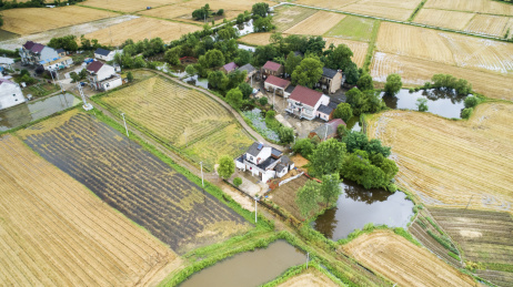 航拍中国安徽省宣城市夏日农田和乡村田园风景