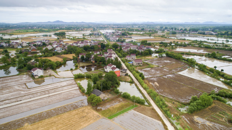 航拍中国安徽省宣城市夏日农田和乡村田园风景