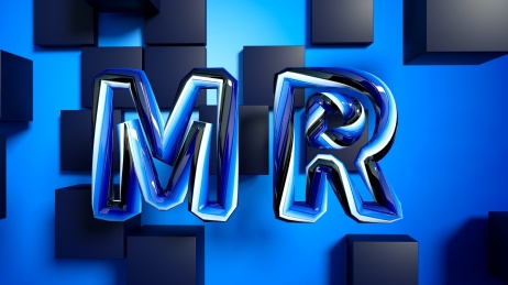 由黑色方块和3d金属字体组成的mr混合现实科幻背景