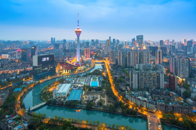 成都市成华区339电视塔夜景风光