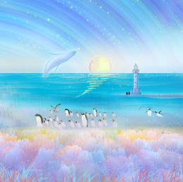 生活在南极的企鹅也渴望温暖的阳光插画背景海报