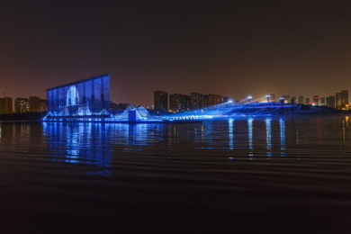 中国山西太原晋阳湖夜色风光