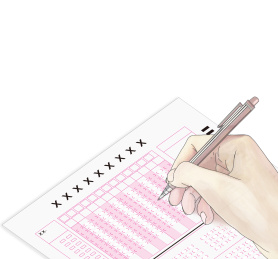 高考的考试中正在答题卡上填写答案的手插画背景海报