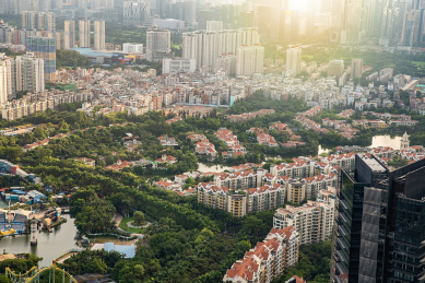 中国广东深圳市南山区城市中心的房地产别墅楼盘