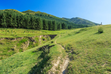 中国甘肃省甘南藏族自治州夏河县山地自然风光