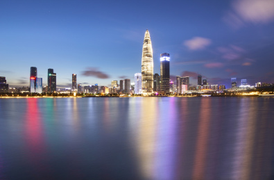 深圳市南山区后海片区CBD天际线日落风光