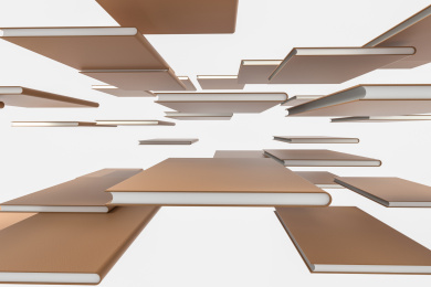 棕色硬皮封面的空白本子宣传册，三维渲染