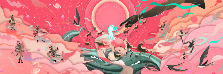 端午节剪纸插画海报