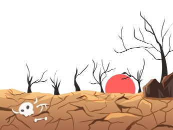 卡通手绘自然灾害场景插画