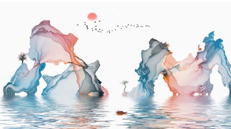 水墨山水画抽象意境装饰画