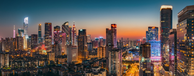 广州市城市中心区夜景接片