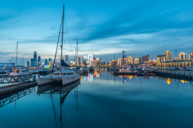 山东省青岛市奥林匹克帆船中心夜景风光