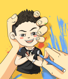 卡通插画雕刻自己