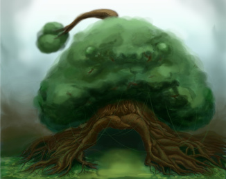 红山文化背景神树形象插画神秘