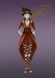 红山文化背景创作人物插画平措美女