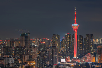 中国四川省成都市339电视塔夜景
