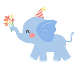 valentines day card with funny elephant with heart balloon.