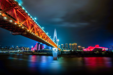 重庆洪崖洞千厮门嘉陵江大桥夜景
