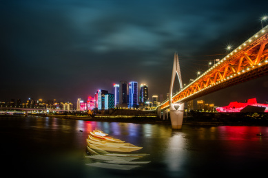 重庆洪崖洞千厮门嘉陵江大桥夜景
