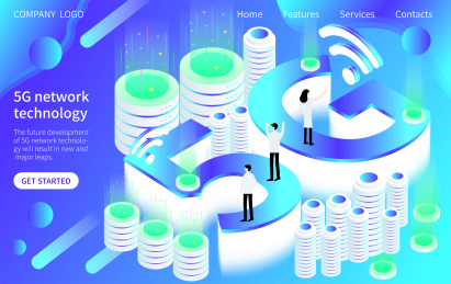 2.5D科技未来5G新时代矢量插画