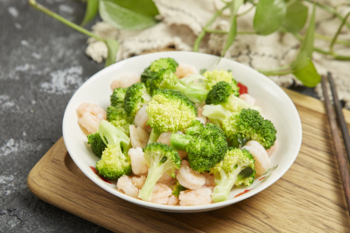 美味的西蓝花炒虾仁