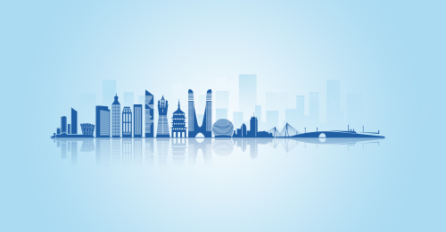 中国浙江省杭州市地标建筑剪影