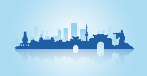 中国江苏省徐州市地标建筑剪影